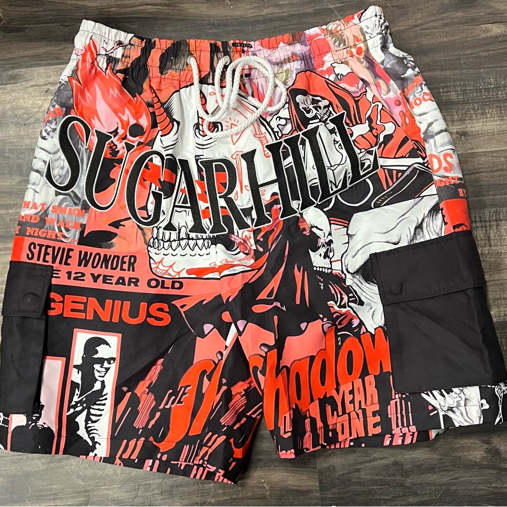 Men's SugarHill Red and Black Drawstring Shorts